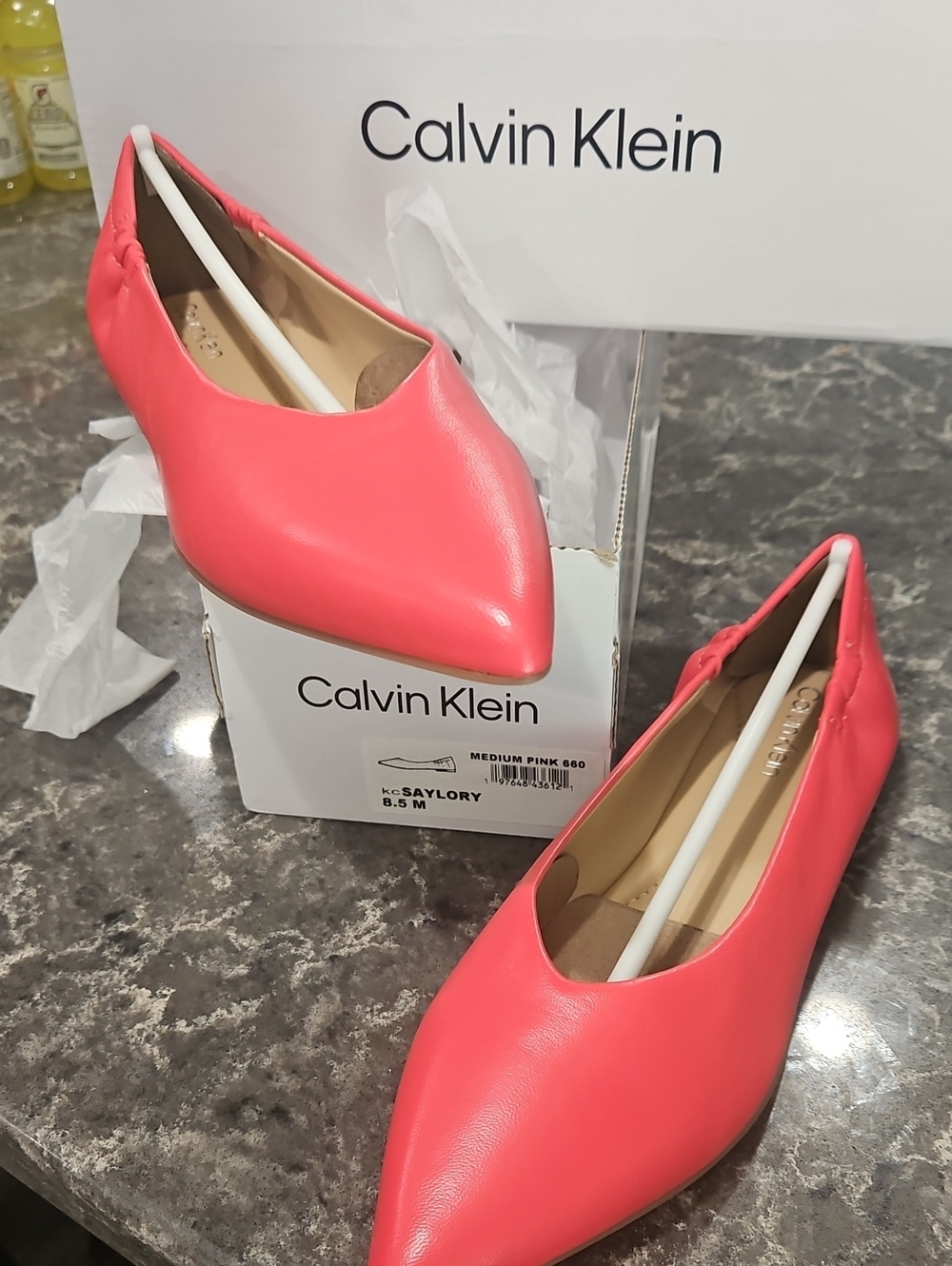 Calvin Klein Medium Pink Pointed Toe Ballet Flats